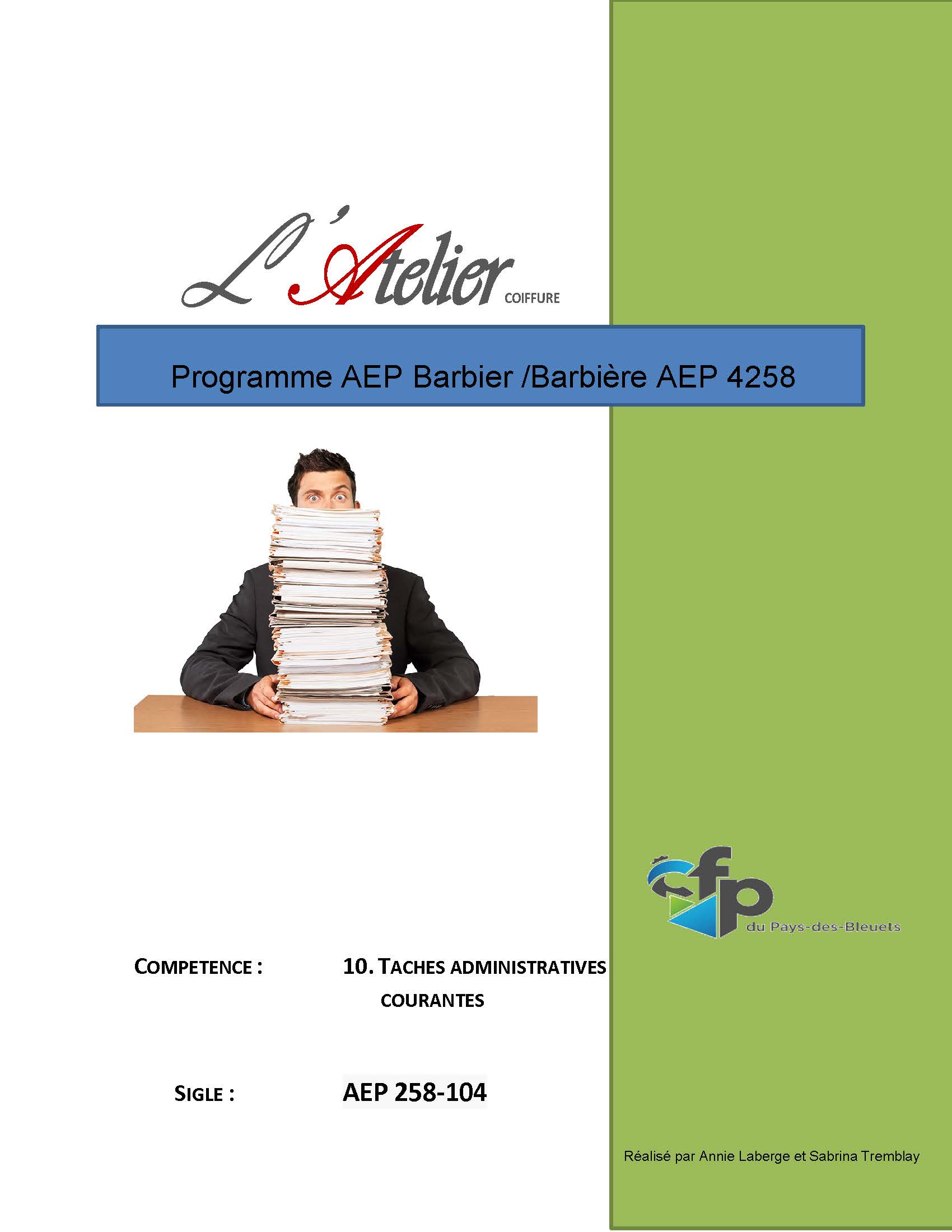 Compétence 10 : Tâches  administratives - AEP 258-104